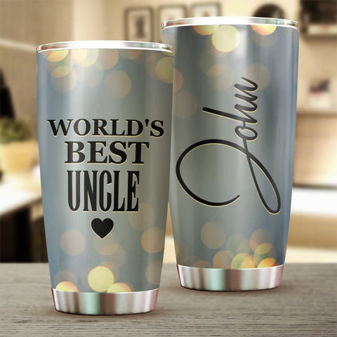 Uncle Tumbler, World's Best Uncle Tumbler Personalized Birthday Fathers Day Christmas Present From Niece Nephew Steel Tumblers With Lid Cup