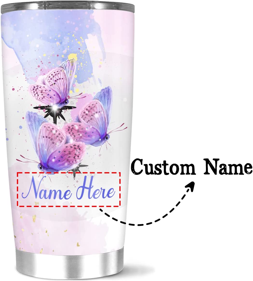 Personalized Coffee Tumbler Customized Name Butterfly Appear Angel Are Near Quote Gift For Mom Women Lover On Birthday Holiday 20 Stainless Steel Home Travel Office Mug Use