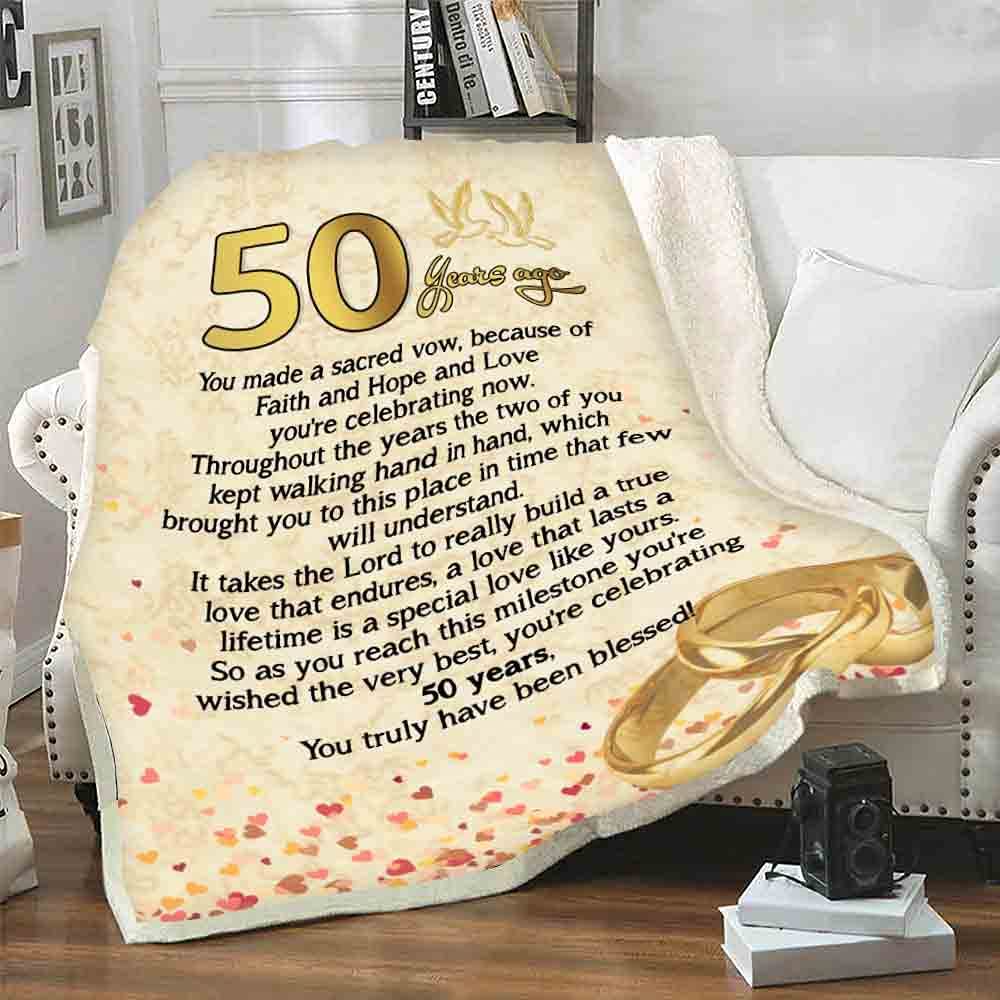 50Th Anniversary Blanket, You Made A Sacred Vow, Customized Couple Blanket, Custom Wedding Year, Gift For Him/Her, Best And Premium Quality, Anniversary, Wedding Gift