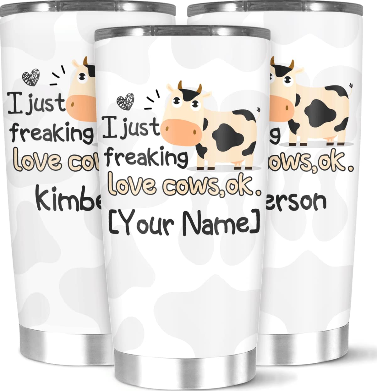 Personalized Coffee Tumbler Customized Name With Cow Animal Quote Gifts For Women Men Friend Teen On Birthday Holiday Cup Mug 20 Stainless Steel Home Travel Office Use