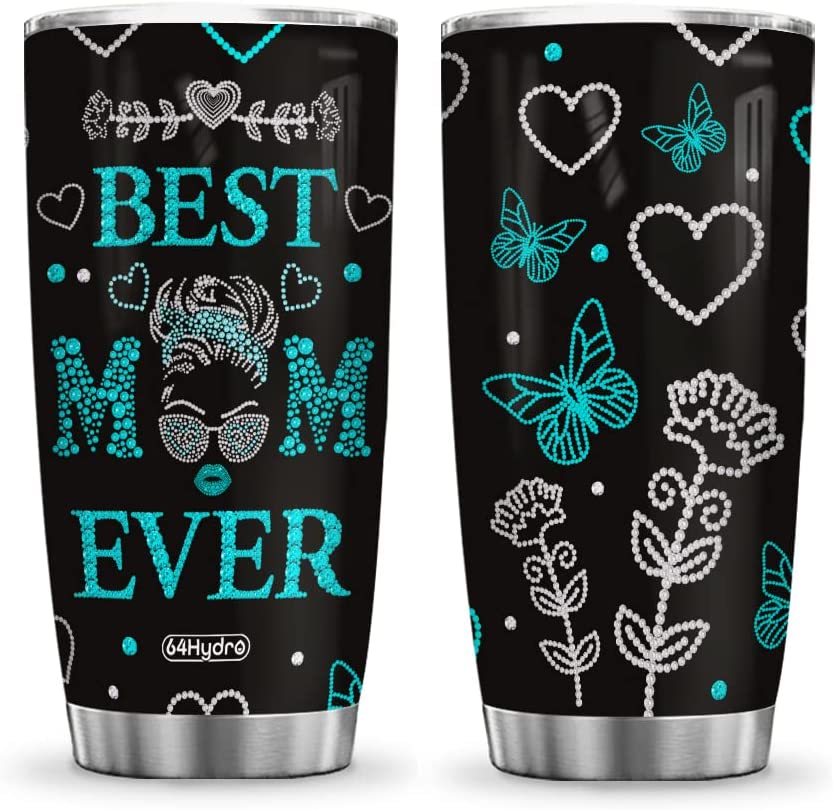 Mom Tumbler, Best Mom Ever Mother Gifts Tumbler Cup with Lid, Double Wall Vacuum Thermos Insulated Travel Coffee Mug