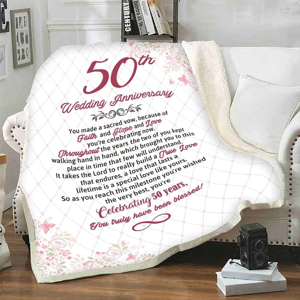 50Th Anniversary Blanket You Made A Sacred Vow, Customized Couple Blanket, Gift For Him/Her, Custom Wedding Year, Best And Premium Quality, Anniversary, Wedding Gift, Super Soft And Warm Blanket