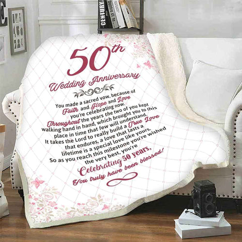 50Th Anniversary Blanket You Made A Sacred Vow, Customized Couple Blanket, Gift For Him/Her, Custom Wedding Year, Best And Premium Quality, Anniversary, Wedding Gift, Super Soft And Warm Blanket