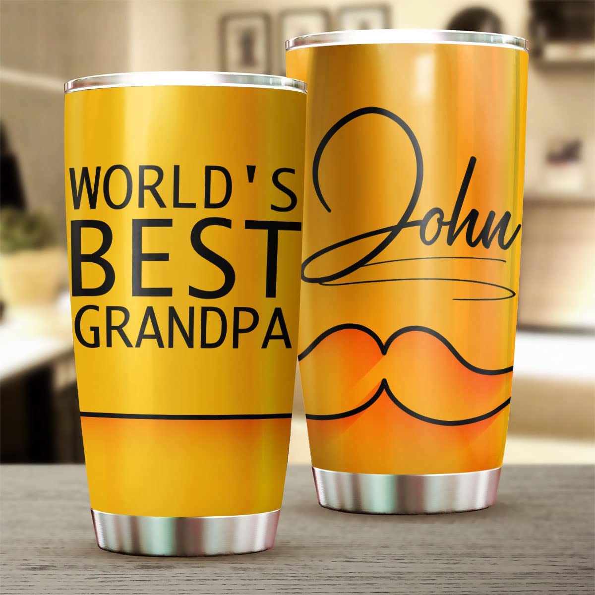 Grandpa Tumbler, Personalized World's Best Grandpa Funny Tumbler Birthday Christmas Fathers Day Presents From Kids Tumblers With Lid Steel Engraved