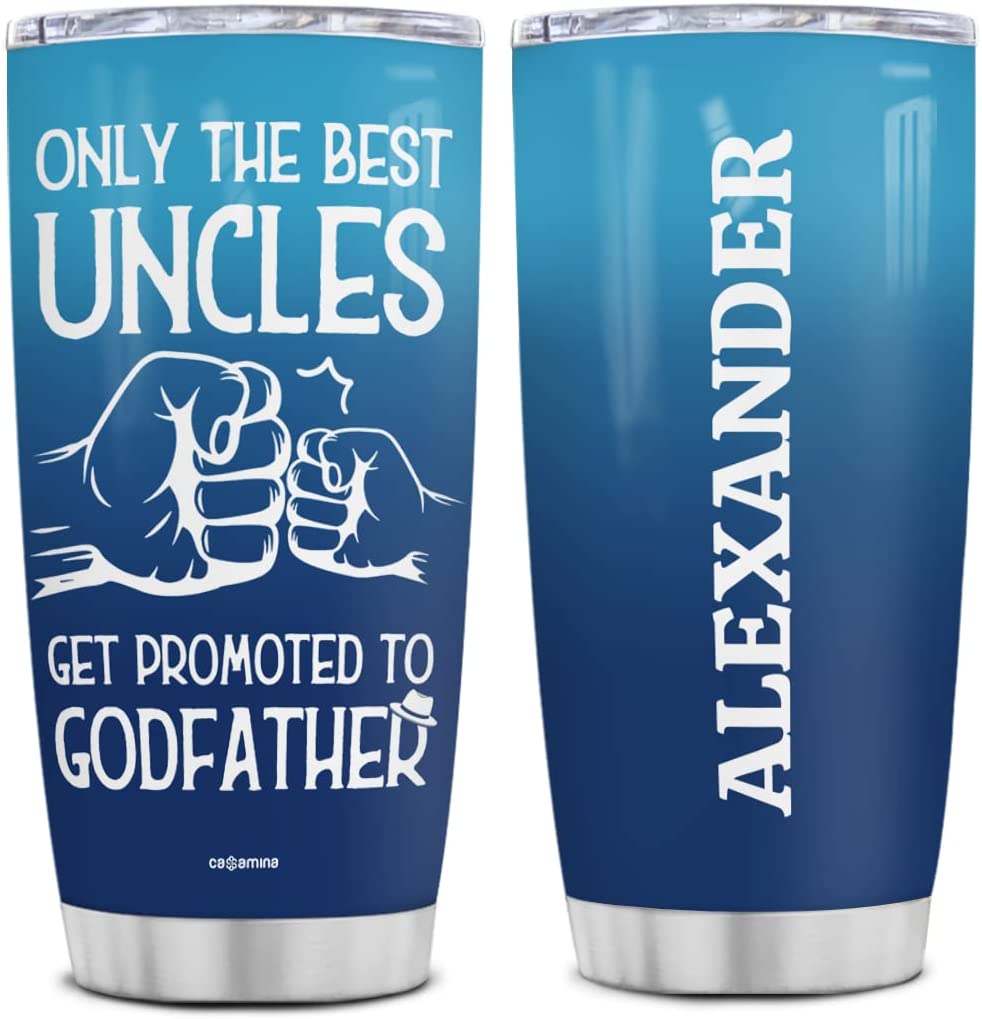 Uncle Tumbler, Gift Best Uncles Get Promoted to Godfather Tumblers Stainless Steel Coffee Travel Mug Tumblers Birthday Christmas Fathers Day Baptism Cup Gifts For God Father Uncle