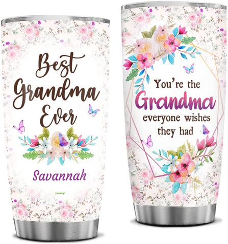 Grandma Tumbler, Personalized Grandma Tumbler You're The Grandma Everyone Wishes They Had Tumblers Stainless Steel Coffee Cups Gift for Grandmother Mother's Day Birthday Christmas Travel Cup