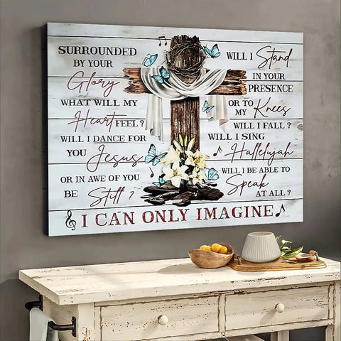 Vintage House With Wooden cross, I Still Believe In Amazing Grace Jesus Wall Art God Canvas Christian Wall Art Christian Canvas