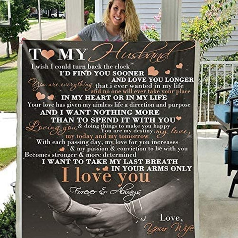 To My Husband Gifts From Wife - Love And Kisses Your Wife Blanket Fathers Day Blanket Blankets For Bedding Sofa And Travel