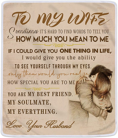 To My Wonderful Wife From Husband Old Couple Personalized Fleece Blanket