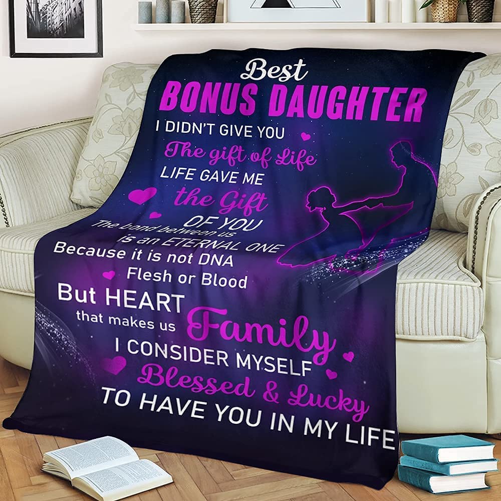 Best Bonus Daughter Blanket Gift Daughter Custom Fleece Blanket Fuzzy Plush Soft Micro Bed Throw Tapestry Travel