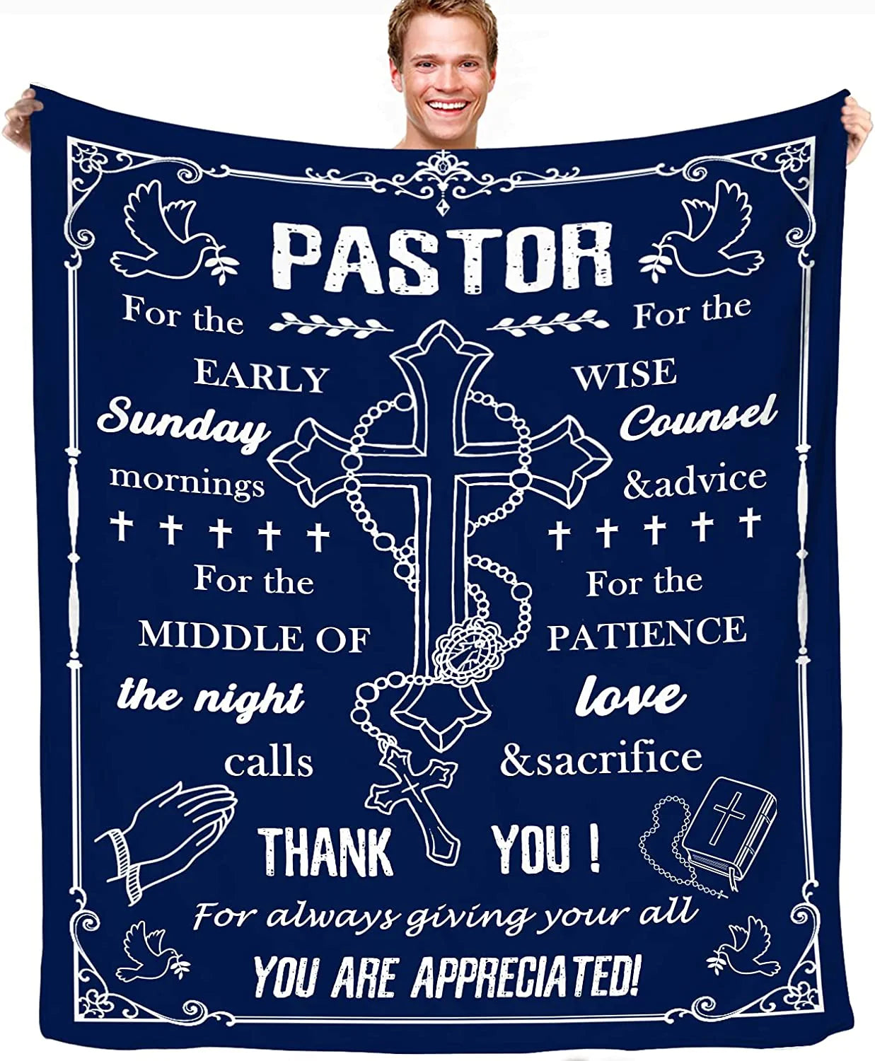 Pastor Appreciation Gifts Blanket Throw Pastor Gifts for Men Women Christian Pastor Gifts for Men Birthday Religious Gift for Pastor