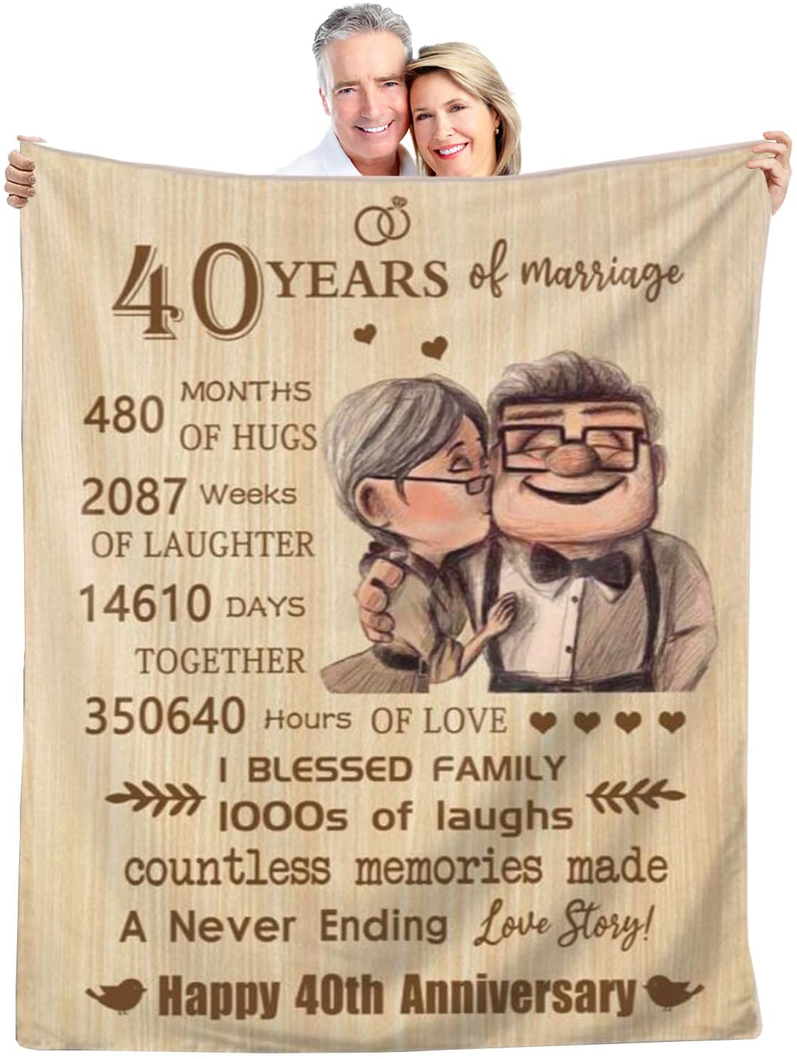 40Th Anniversary Blanket Gifts Gift For 40Th Wedding Anniversary Throw BlanketsGolden 40 Years Of Marriage For Couple, Parents, GrandparentsWarm Blanket For Couch Sofa And Travel