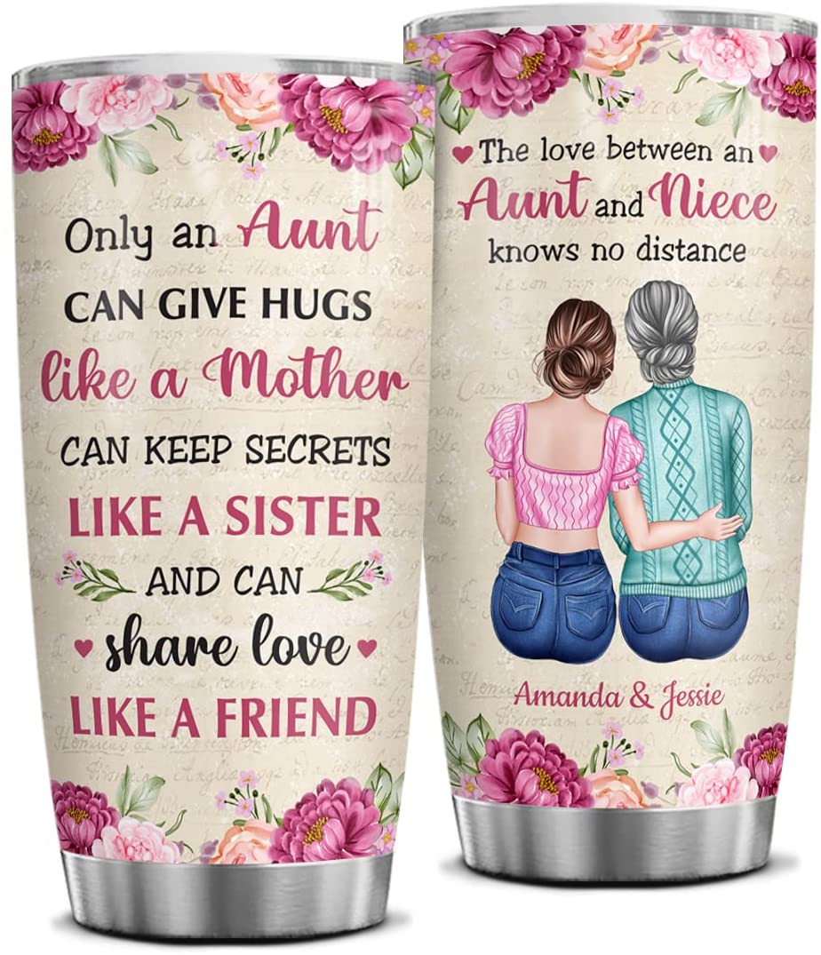 Aunt Tumbler, Best Aunt Ever Gifts Only An Aunt Can Give Hugs Like A Mother Tumbler Stainless Steel Personalized Aunt Tumblers Mother's Day Coffee Mugs Gifs from Niece