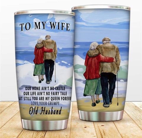 Wife Tumbler, To My Wife Steel Tumblers Travel Mug, Vacuum Thermos Insulated Tumbler with Lid and Straw, Coffee Cup For Wife Birthday, Valentine, Mother's Day Wedding Anniversary Mug