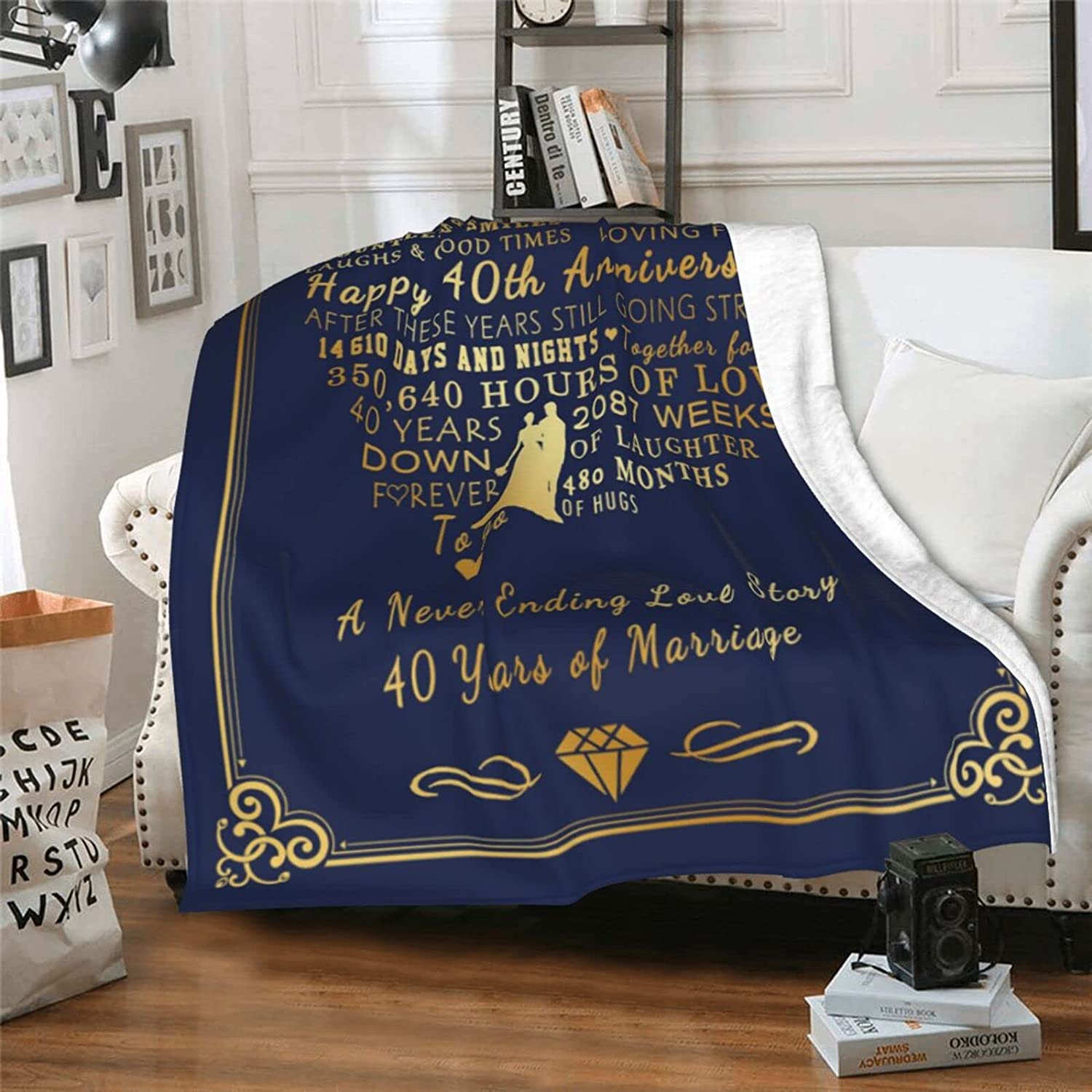 40Th Anniversary Blanket, Gifts For 40Th Anniversary Blanket 40 Years Of Wedding Gifts For Couple Ruby 40 Years Of Marriage Throw Blankets Gifts For Dad Mom Grandparents Wife