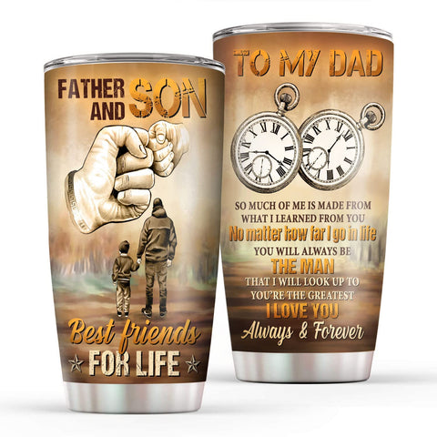 Dad Gifts From Son - Dad Birthday Fathers Day Present From Son - To My Dad From Son Stainless Steel Cup Tumbler With Lid - Best Dad Ever Travel Coffee Cup Mugs