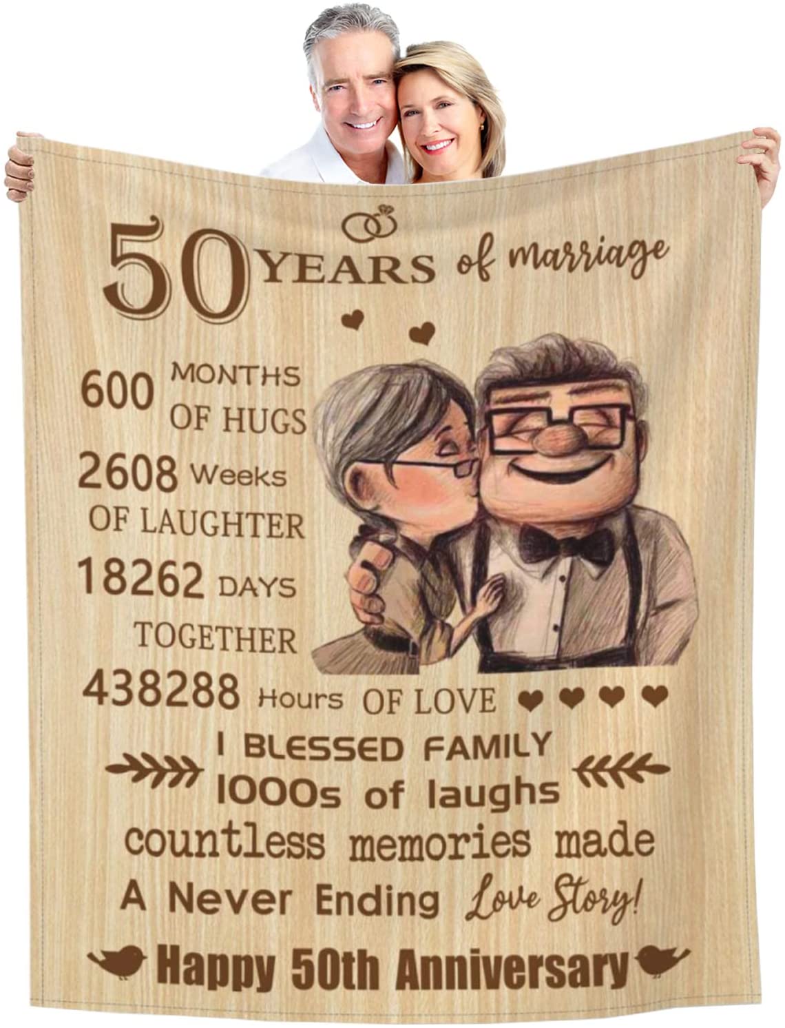 50Th Anniversary Blanket Gifts Gift For 50Th Wedding Anniversary Golden 50 Years Of Marriage Gifts For Dad, Mom, Grandpa, Grandma, Grandparents 50Th For Husband Wife