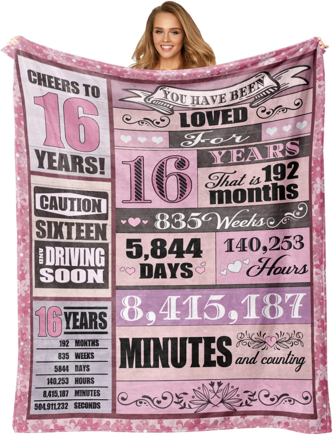 16Th Birthday Blanket, Birthday Decorations For Girls, Sweet 16 Birthday Decorations, To My Daughter Blanket From Mom,16Th Birthday Decor Gift,16-Year-Old Girls Gift