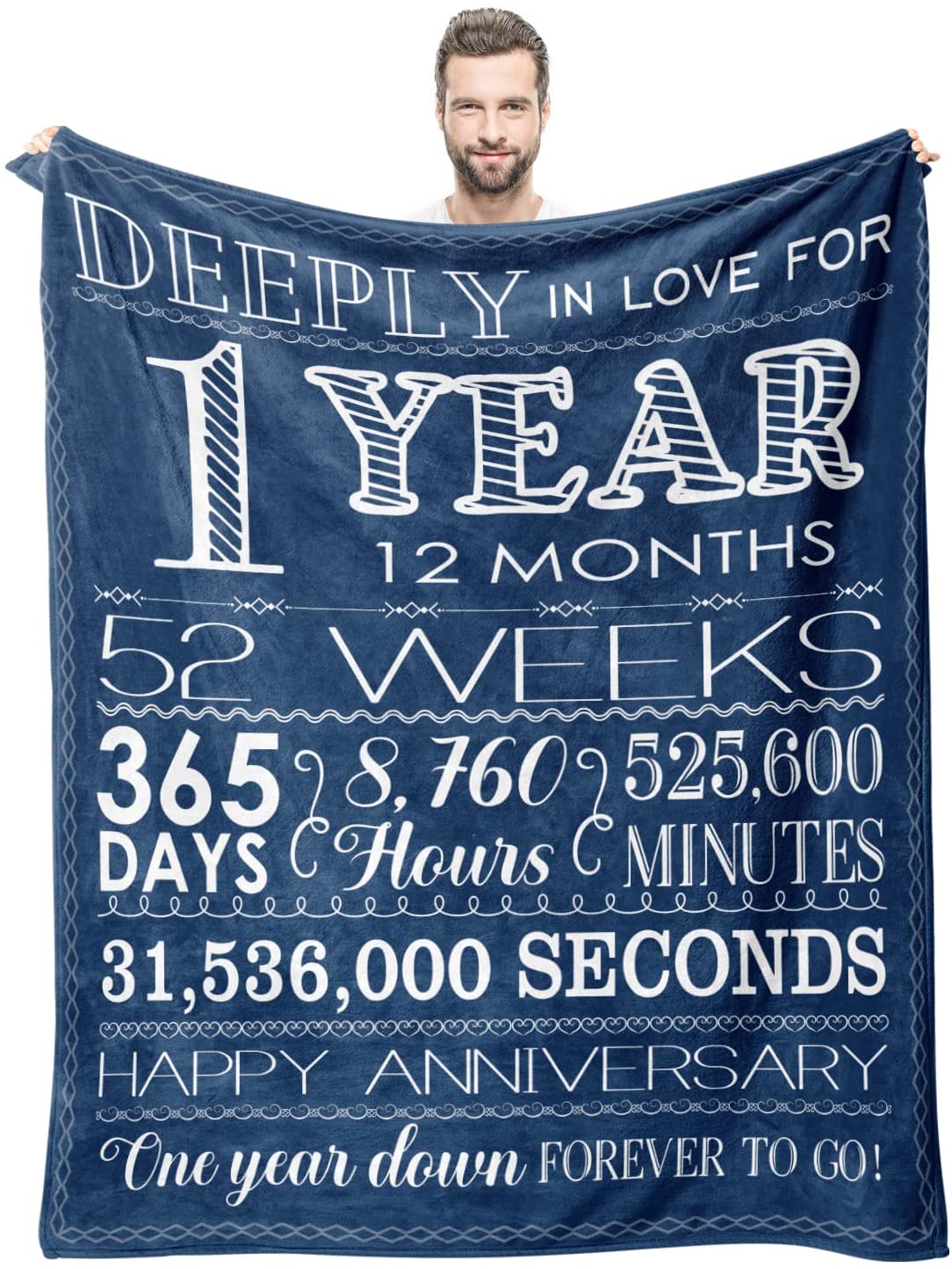 1St Anniversary Blanket, One Year Gifts For Anniversary To Boyfriend, Gifts For Anniversary To Husband, First Year Anniversary Flannel Blanket For Boyfriend From Girlfriend, Throw Blanket