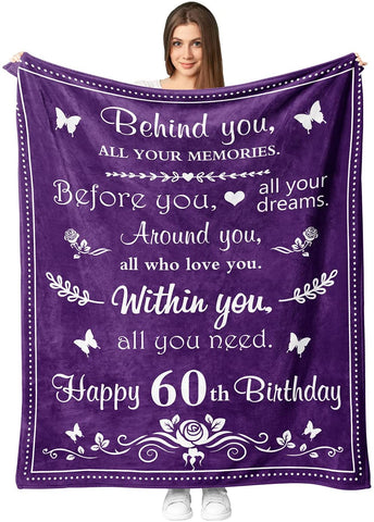 60Th Birthday Gifts For Women Blanket, Funny 1962 Birthday 60Th Gift Idea Throw Blankets For Wife Her Mom Friends Coworker Boss, Flannel Fleece Soft Warm Throw Blankets