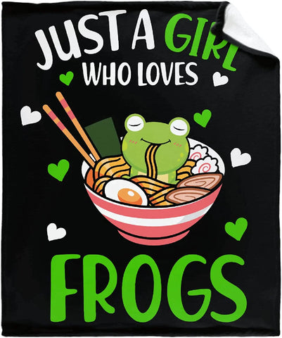 Cartoon Frog Blanket for Kids Just A Girl Who Loves Frogs, Gift For Boy Son Soft Blankets Gift Perfect for Bed Sofa Couch