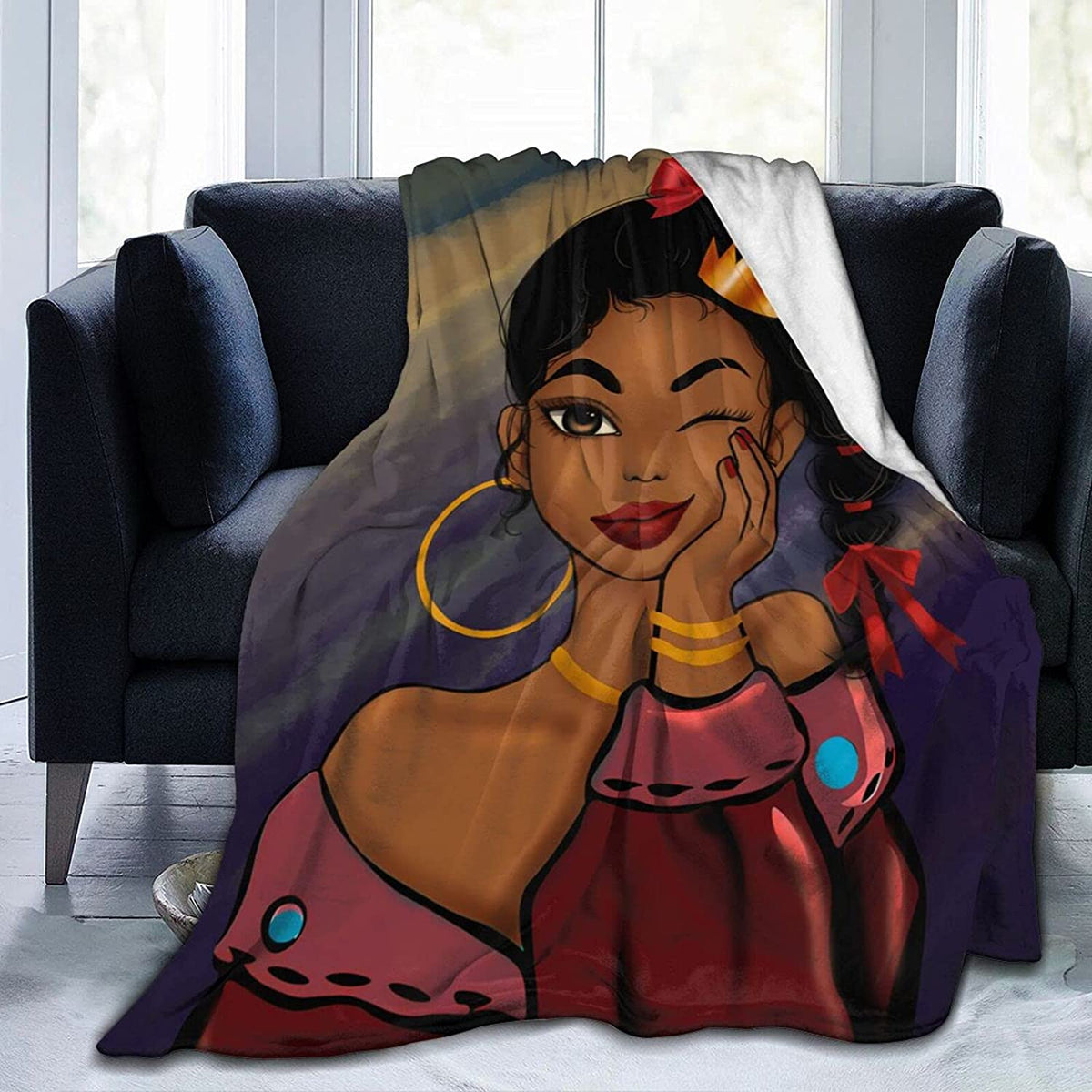 African American Women Blanket Afro Black Girl Blanket Lightweight Fleece Sofa Cozy Flannel Carpet Travel Sofa Bed Travel Picnic Blanket For Men Women