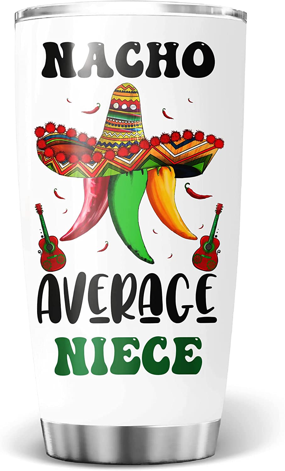 Niece Tumbler, Nacho Average Niece Tumbler Cinco De Mayo Cups for New Uncle Mexican Food Favorite Festival Stainless Steel Tumbler Travel Mug with Lid