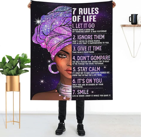 Black Girl Blanket Black Women Couch Blankets, Valentine Birthday Gift For African American Black Girl Women