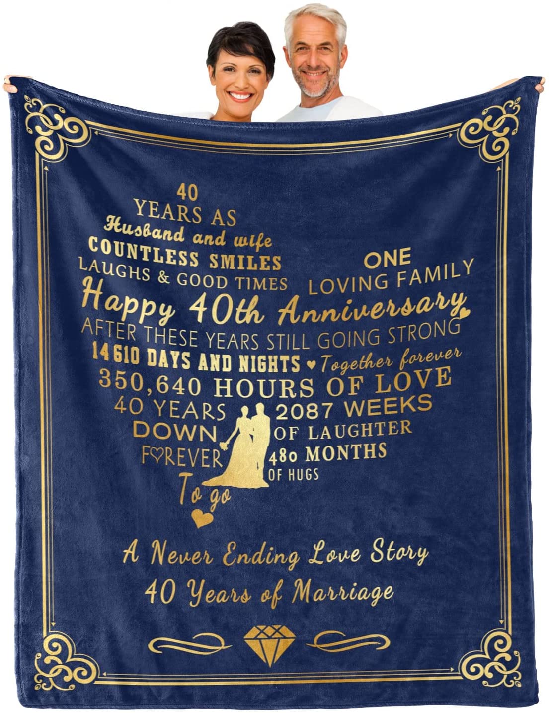 40Th Anniversary Blanket, Gifts For 40Th Anniversary Blanket 40 Years Of Wedding Gifts For Couple Ruby 40 Years Of Marriage Throw Blankets Gifts For Dad Mom Grandparents Wife