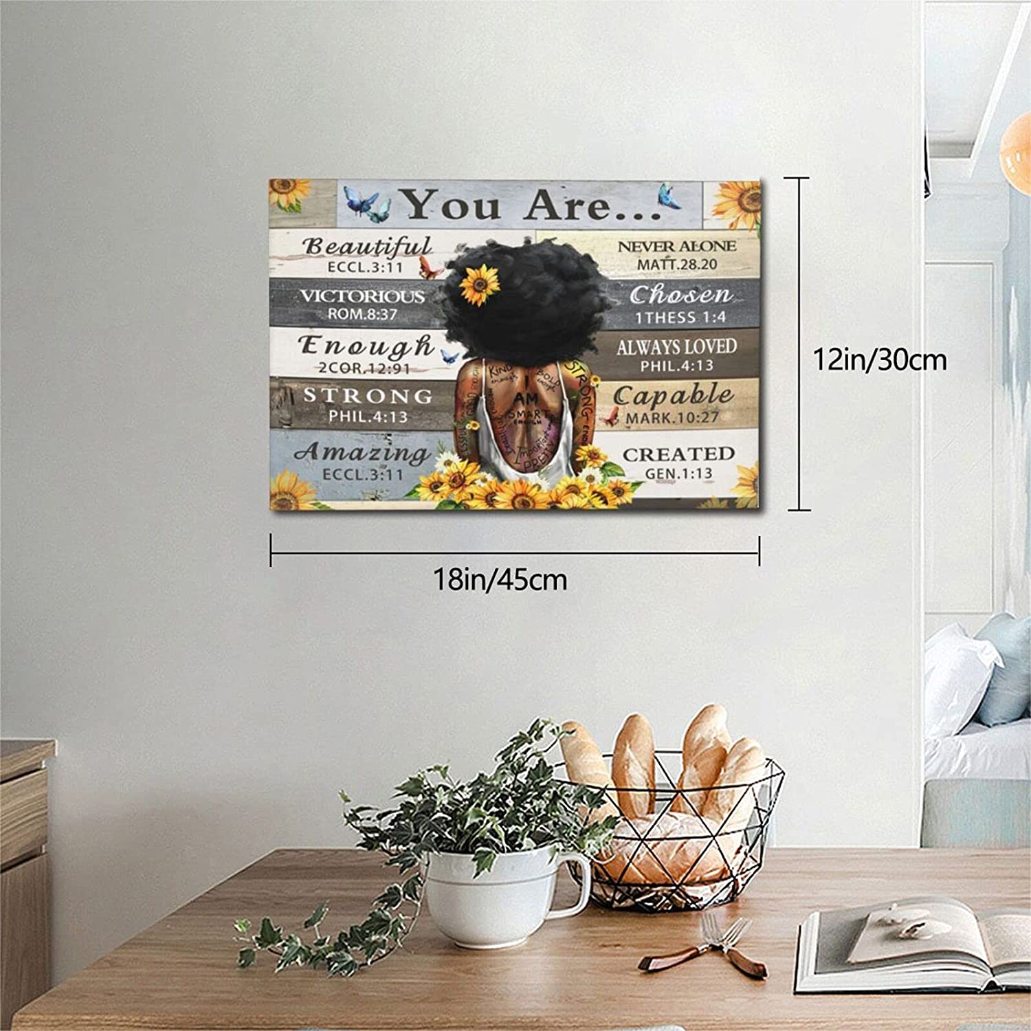 African American Wall Art God Says You Are Canvas Print Black Woman Flower Painting Pictures Quotes Artworks Home Decor For Bathroom Living Room Bedroom