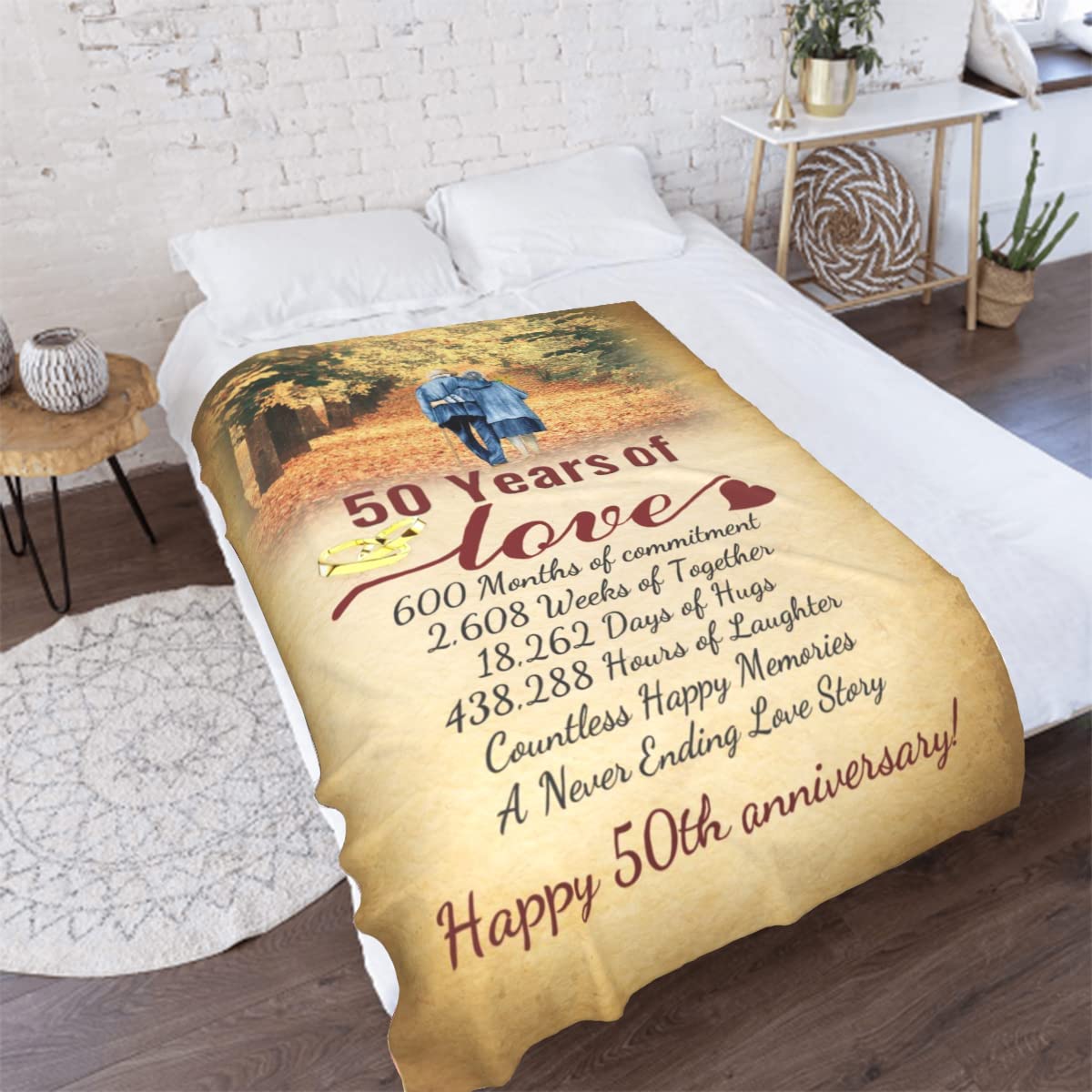 50Th Anniversary Blanket,50Th Years Of Golden Marriage Gifts For Dad,Mom,Grandpa,Grandma,Grandparents,50Th Anniversary Birthday Gift For Husband And Wife