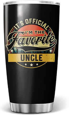 Uncle Tumbler, Its Official Im The Favorite Uncle Tumbler Best Uncle Ever Insulated Travel Mug Vinatge Birthday Christmas Holiday Fathers Day Present Stainless Steel Tumblers