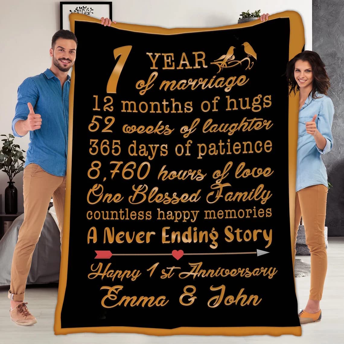 1St Anniversary Blanket, Mr And Mrs Gifts Blanket For Couples Anniversary Blankets For Couples Valentine'S Day Anniversary Wedding Gifts