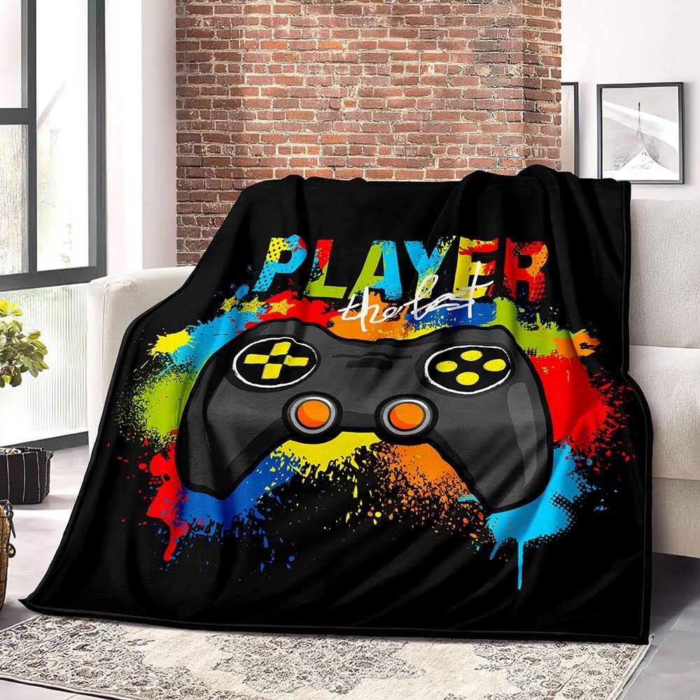 Bedding Gaming Throw Blanket , Fleece,Birthday's Gift For PS Gamer Gift for Couch Sofa for for Kids Boys Teens Video Game