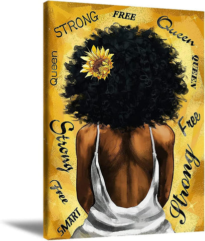 African American Wall Art For Living Room Sunflower Woman Wall Art Black Queen Wall Art Black Girl Wall Art Black Art Paintings