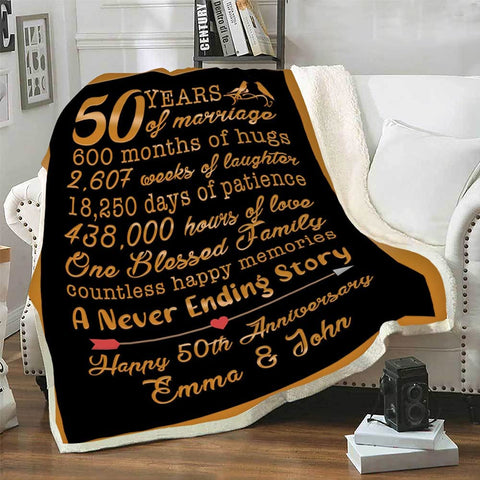 50Th Anniversary Fleece Blanket For Your Life Partner, Unique Couple Gift For Wedding, Best And Premium Quality, Supersoft And Cozy Blanket, XLarge, Anniversary Blanket Gift