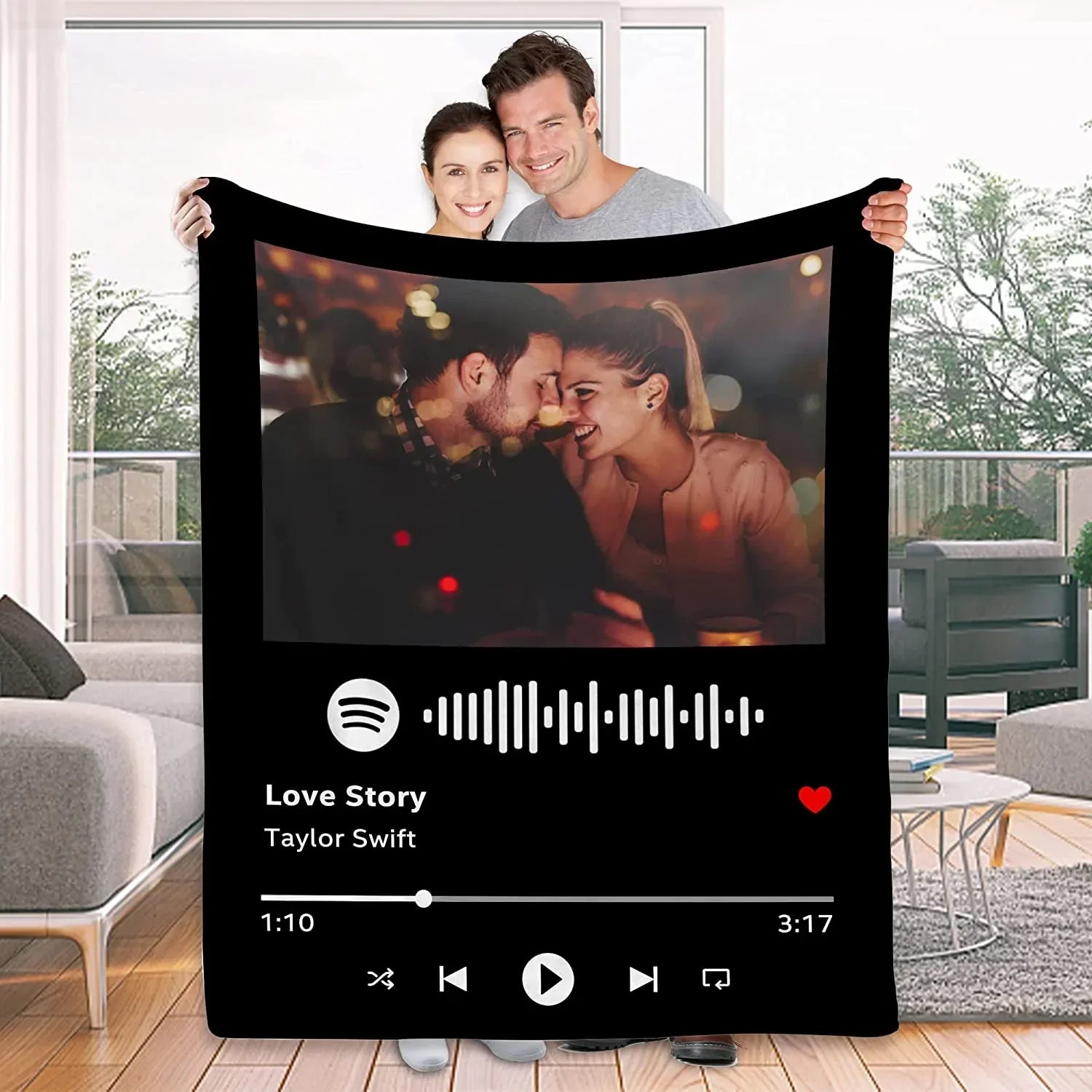 Valentine's Gifts for Her, Personalized Couples Gifts for Valentine Boyfriend Girlfriend Wife Husband - Custom Spotify Music Blanket