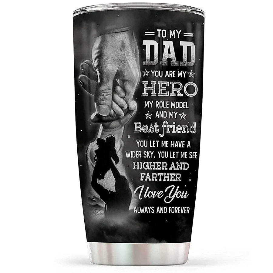 Gift Dad Gift from Son Insulated Travel Mug - You Are My Hero Dad Stainless Steel Tumbler Cup with Lid - Gifts for Dad on Father's Day