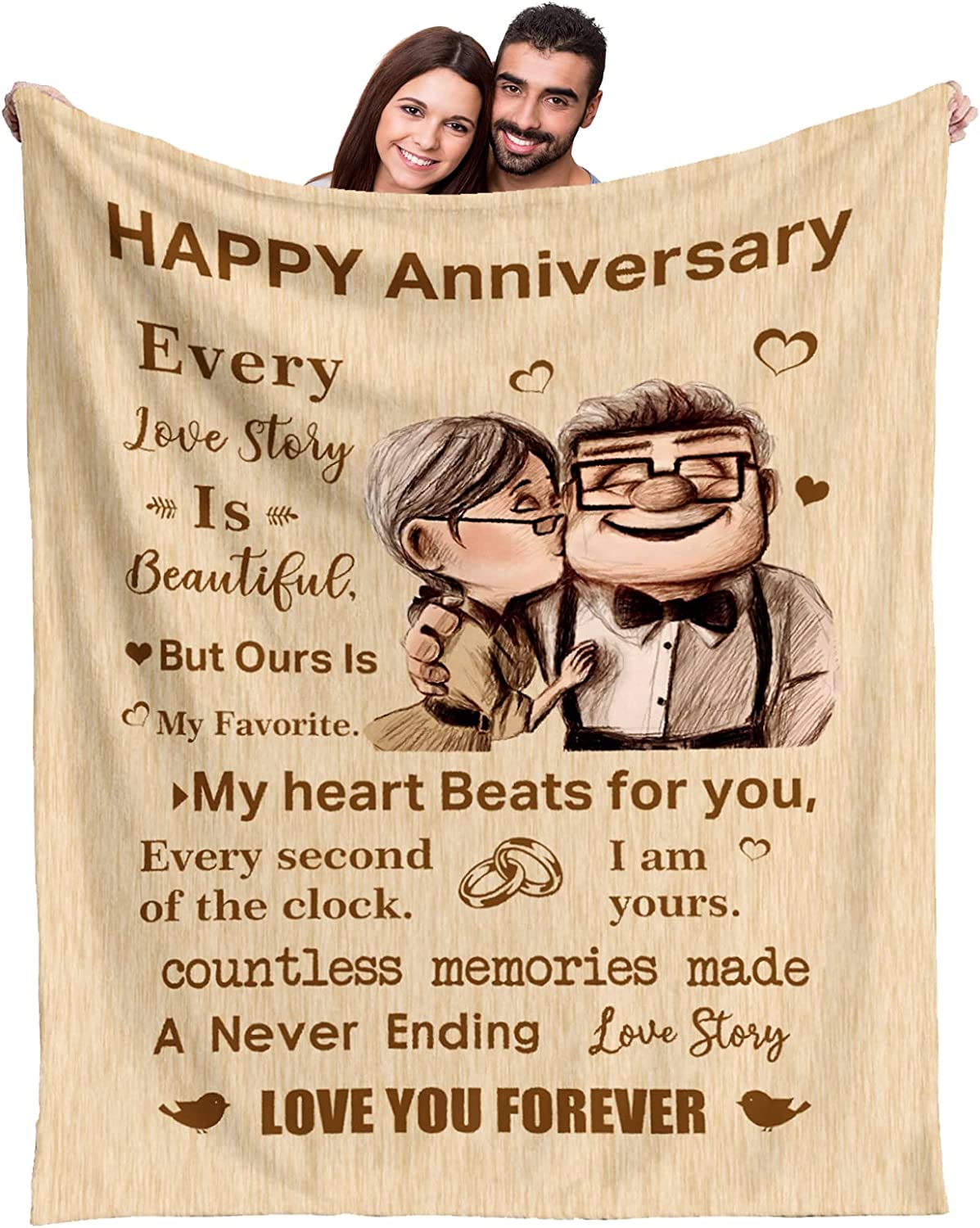 Wedding Anniversary Blanket Gifts for Her Wedding Gift for Wife Husband, Anniversary Marriage Gift for Couple Mom Dad Parents, Happy Anniversary for Girlfriend Boyfriend Gifts Blanket