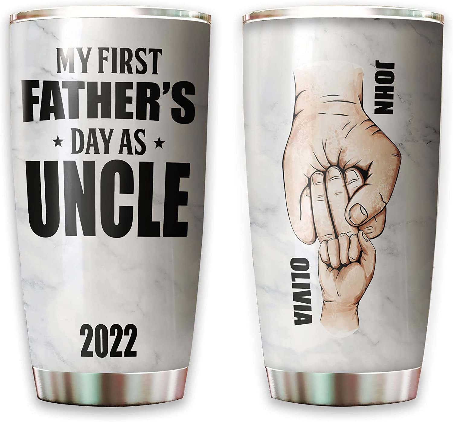 Uncle Tumbler, Personalized First Father’s Day 2022 Tumbler For Uncle Men Him From Baby Bump Family Lover Stainless Steel Insulated Vacuum Travel Tumblers