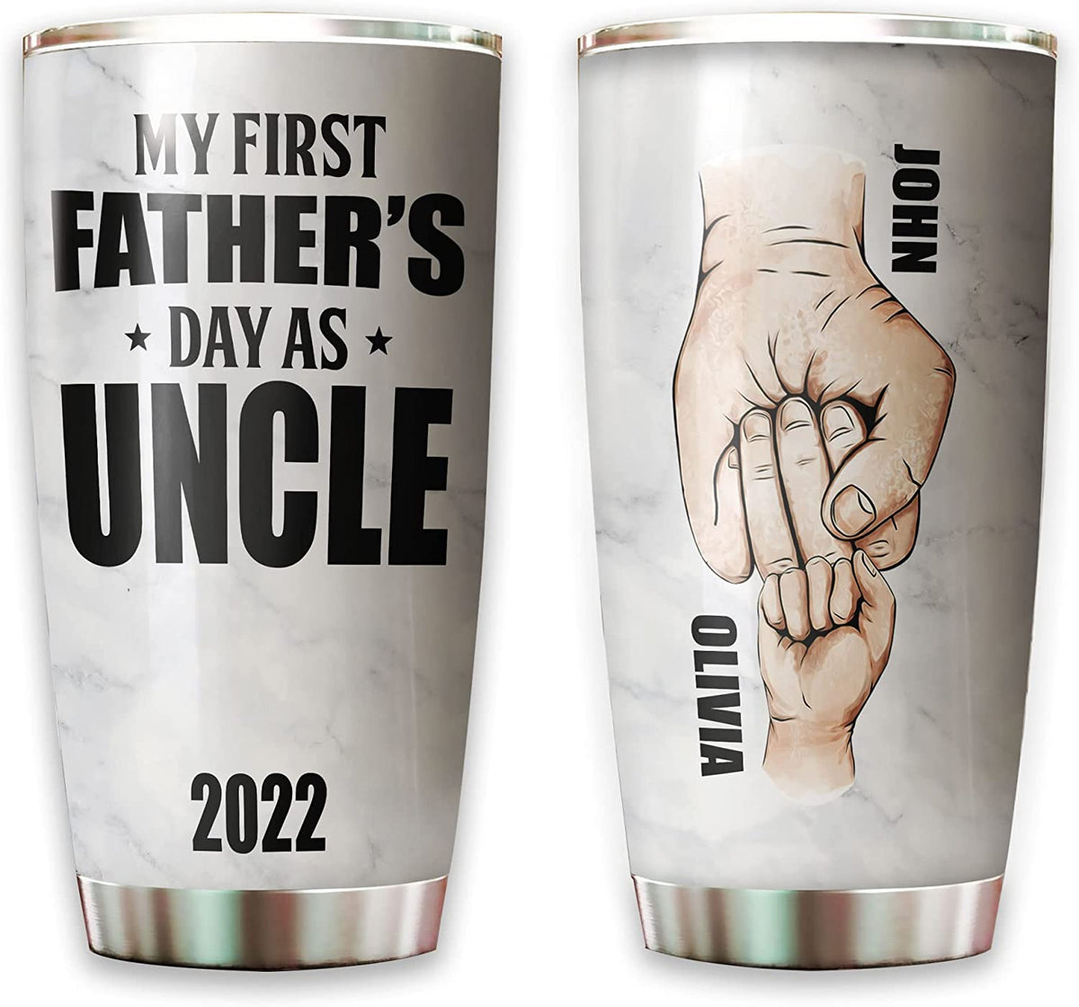 Uncle Tumbler, Personalized First Father’s Day 2022 Tumbler For Uncle Men Him From Baby Bump Family Lover Stainless Steel Insulated Vacuum Travel Tumblers