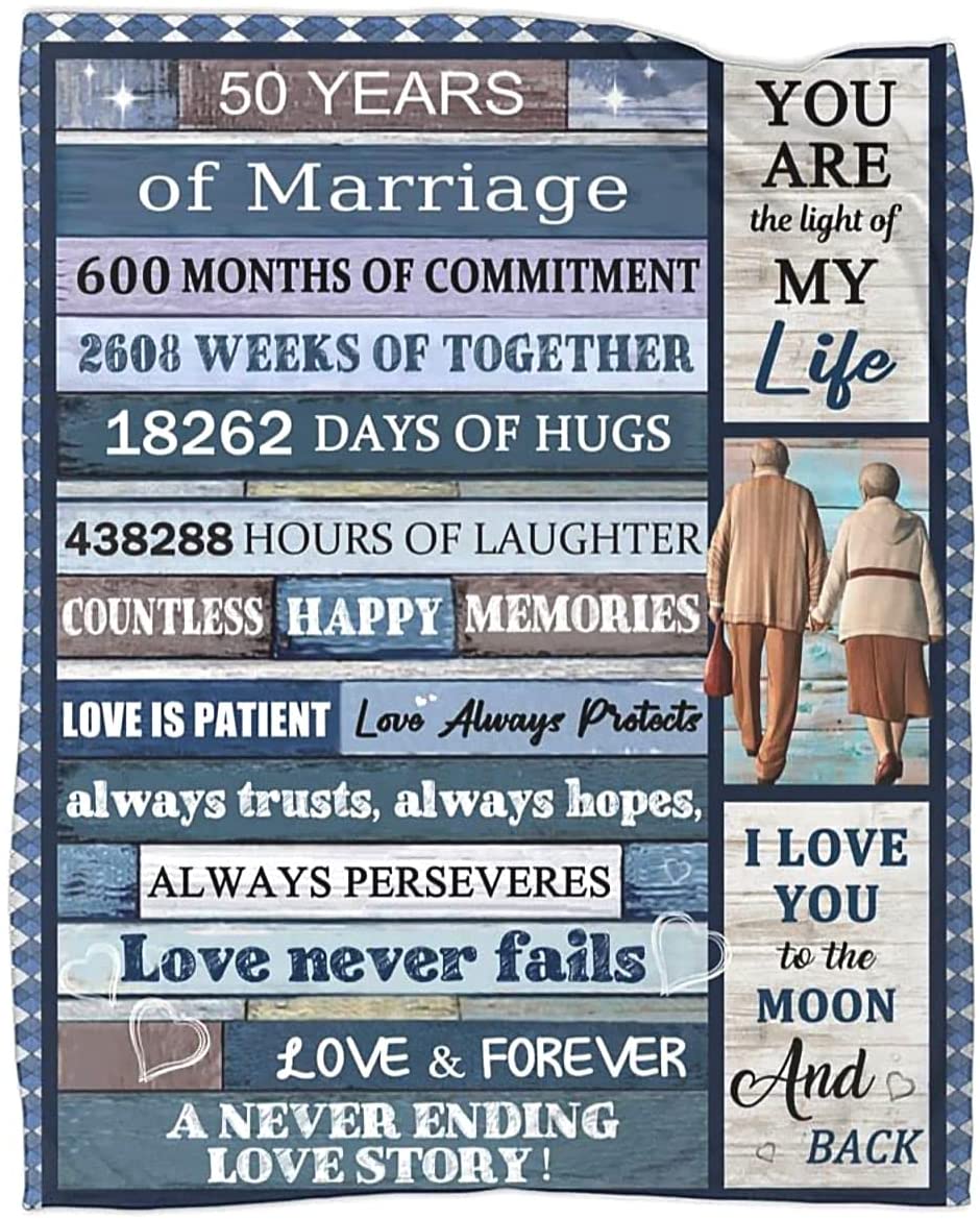 50Th Anniversary Blanket 50 Years Of Marriage Throws Golden Wedding Anniversary Blankets Throw For Parents Grandparents Husband Wife