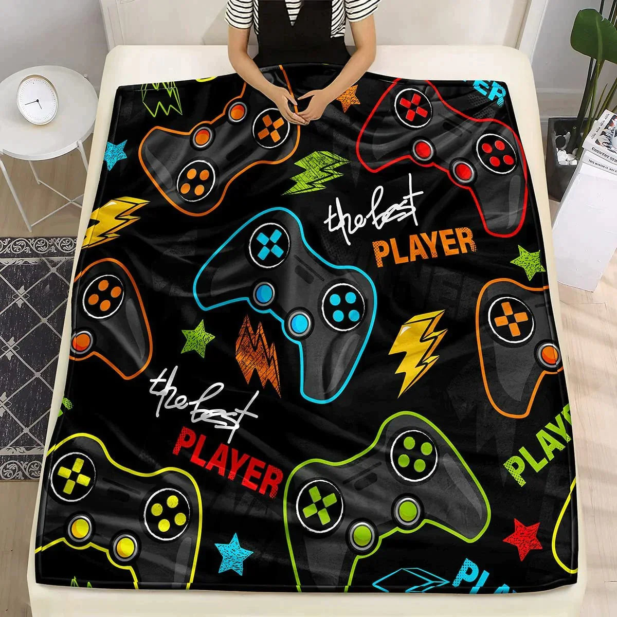 Birthday's Gift For Boy, Bedding PS Gaming Throw Blanket Fleece, Gamer Gift for Couch Sofa for for Kids Boys Teens Video Game