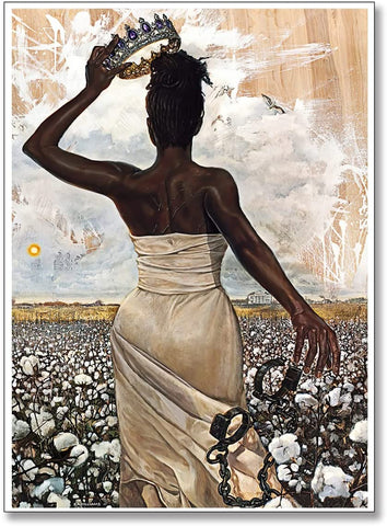 African American Queen On Cotton Field Wall Art Black Women Art Painting Positive Inspirational Wall Decor for Living Room Bedroom Office