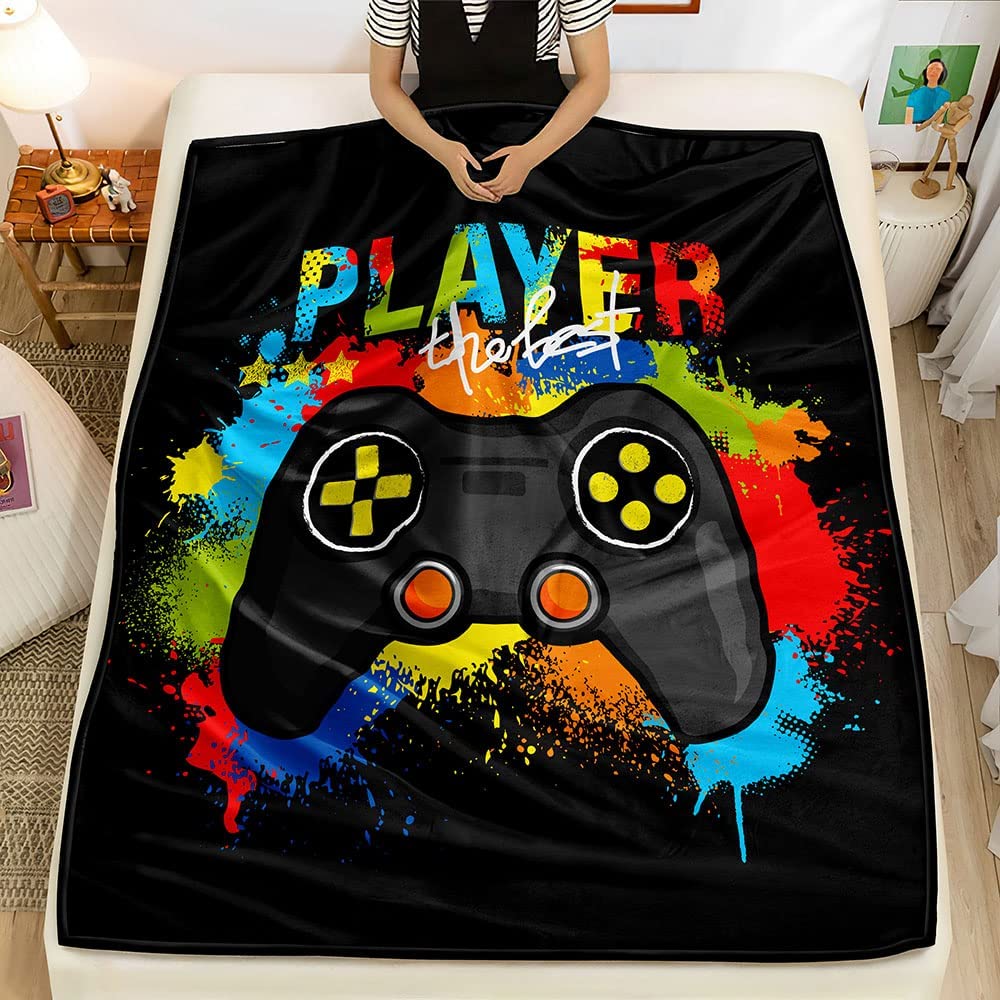 Bedding Gaming Throw Blanket , Fleece,Birthday's Gift For PS Gamer Gift for Couch Sofa for for Kids Boys Teens Video Game