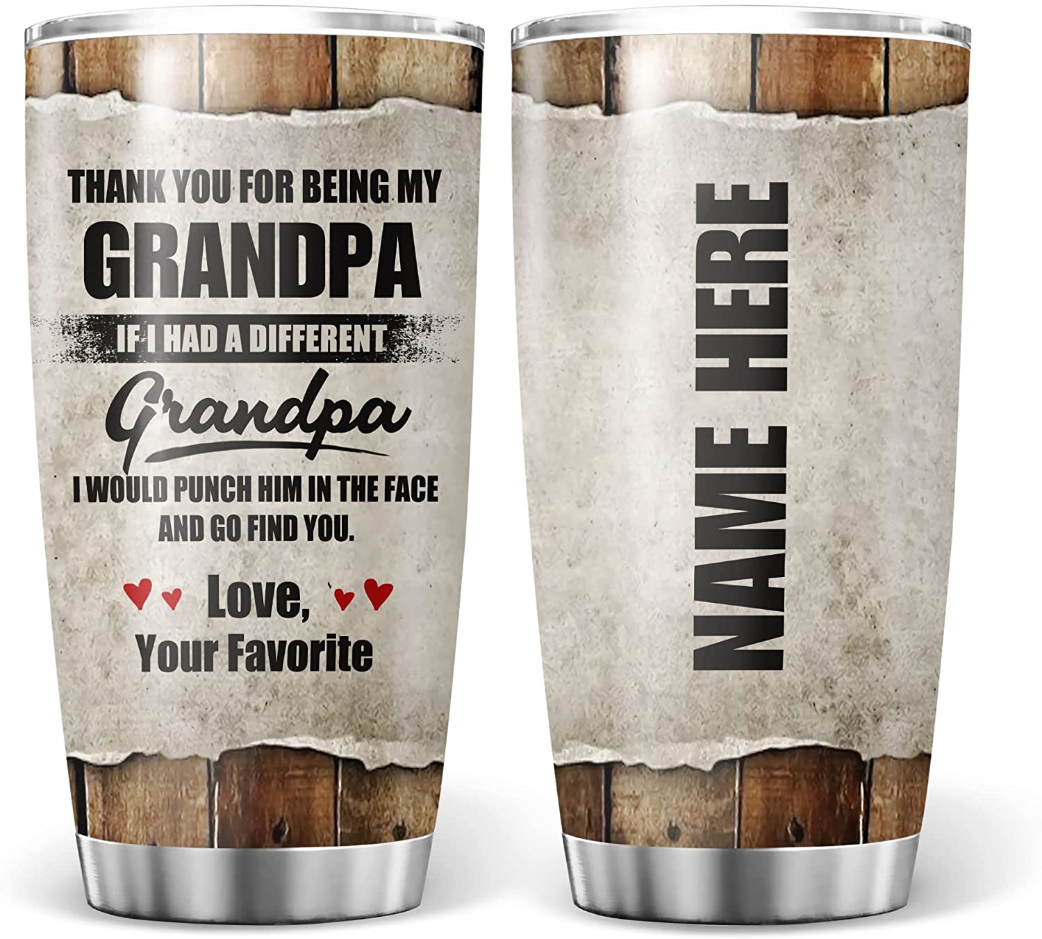 Grandpa Tumbler, Thank You For Being My Grandpa Tumblers Personalized Present Idea For Grandfather Vintage Stainless Steel Tumblers