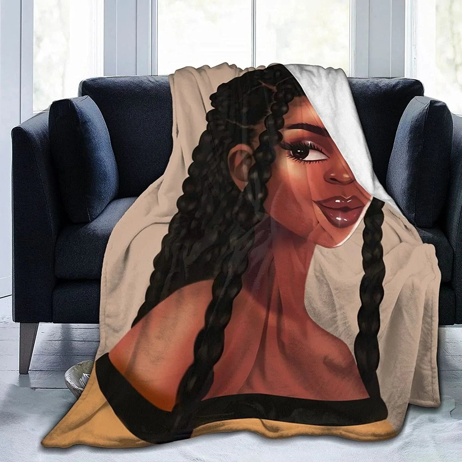 African American Women Blanket Black Girl Blanket Lightweight Fleece Sofa Cozy Flannel Carpet Travel Sofa Bed Travel Picnic Blanket for Men Women