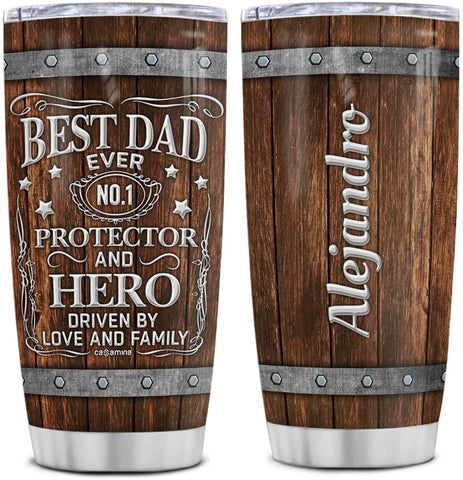 Best Dad Ever Tumbler Personalized Fathers Day Stainless Steel Tumblers Mug Birthday Christmas Customized Gifts For Dads Daddy Father Papa Gift From Daughter Son