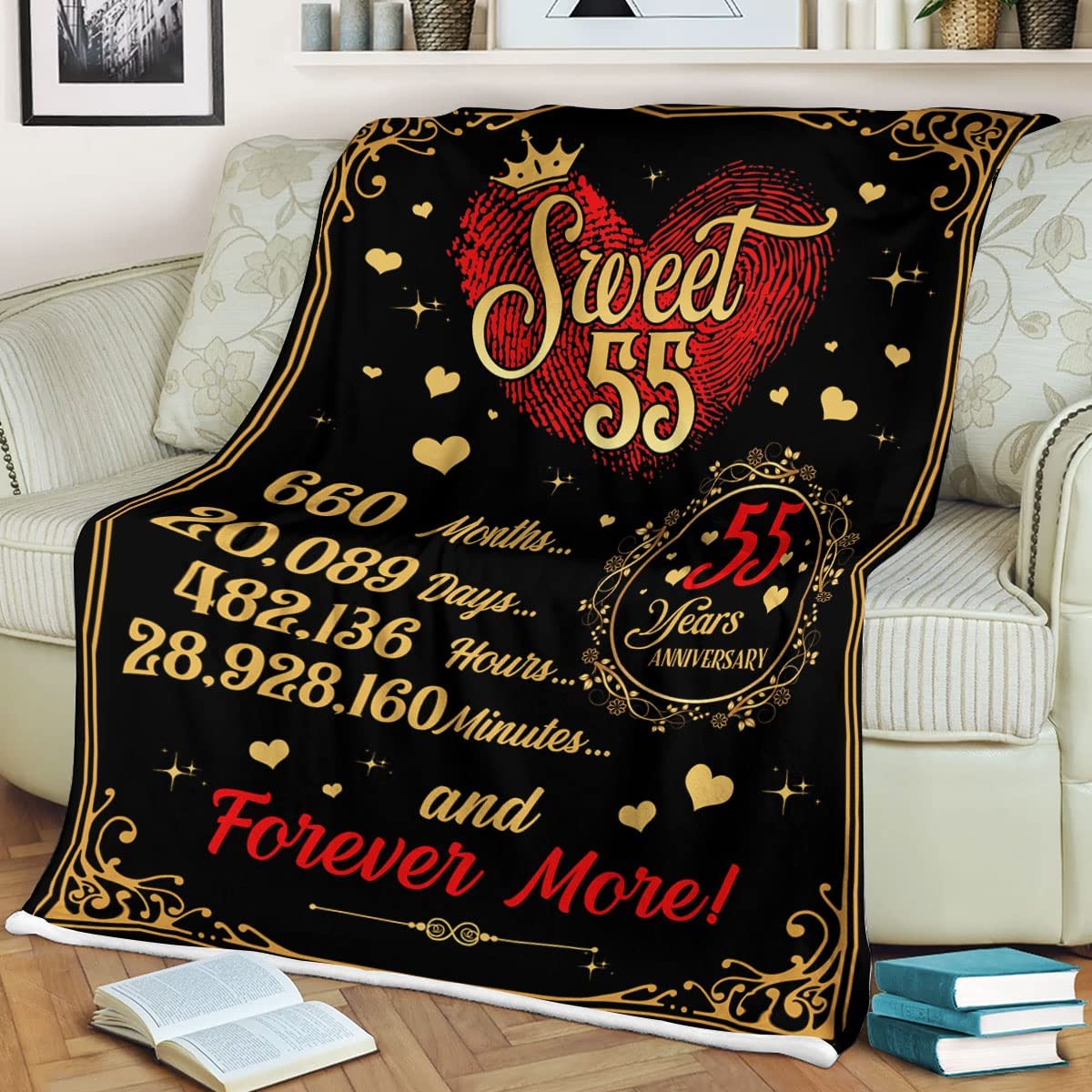 55Th Anniversary Fleece Blanket For Your Partner Unique Couple Present For Wedding Valentines Premium Quality Supersoft Cozy Blankets