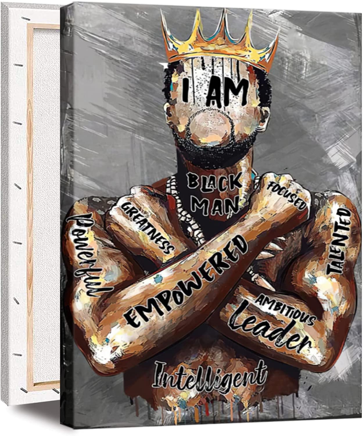 Black Men Canvas Wall Art African American Men Canvas Wall Art Black Men I Am Enough Art Afro King Poster Abstract Contemporary Canvas Prints Painting Home Decor For Bedroom LivingRoom